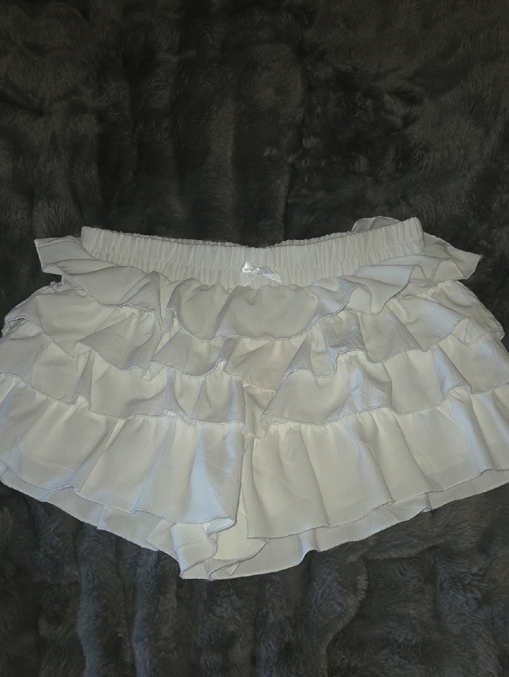 White Ruffle Tiered Shorts